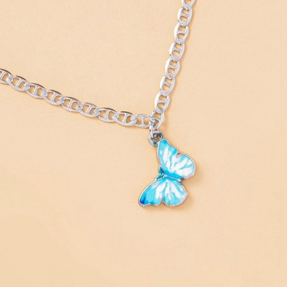 Butterfly Blue with Silver Ankle Bracelet - Picture 3 of 7